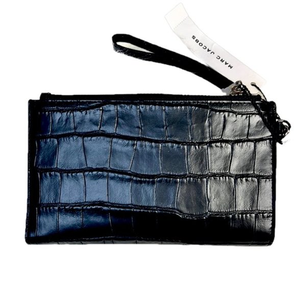 Marc Jacobs New York Black Croc Impressed Leather Phone Wristlet Wallet Wmns NWT - Picture 7 of 7